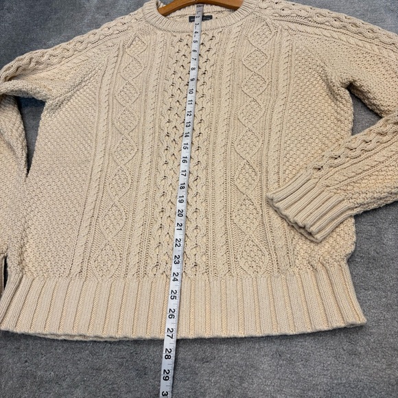 L.L. Bean Men's Signature Cotton Fisherman Sweater in Beige Large - Picture 12 of 13